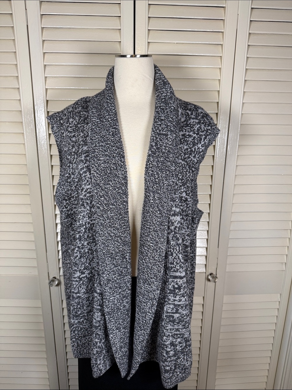 Izod Gray Space Dye Open Front Sleeveless Cardigan Vest Plus Size 2XL